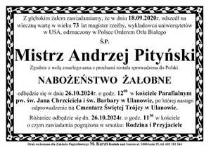 Pogrzeb Mistrza Pityńskiego w Ulanowie 26 X 2024
